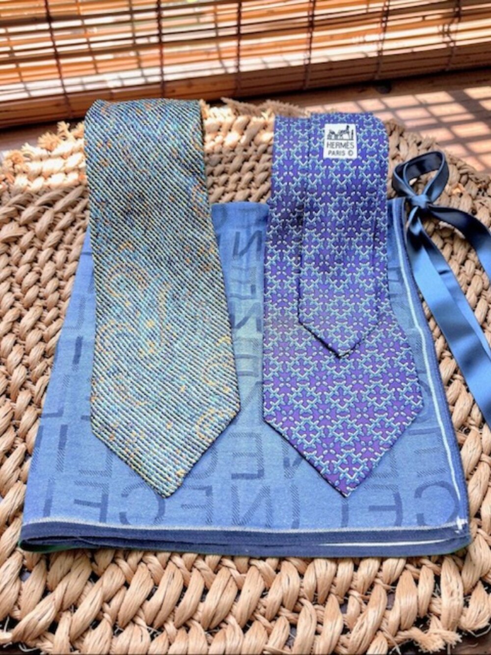 Set: 2 Classic Neck-Ties SilkHERMES Paris & MISSONI +1 Celine Handkerchief(71 - Picture 11 of 15